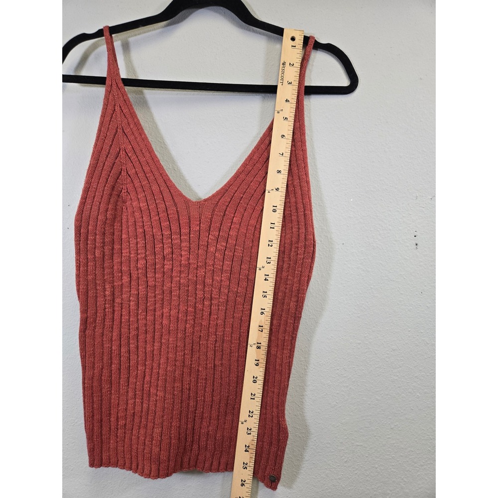 Roxy Ribbed Knit V-Neck Cami Beachy Boho Terracotta Tank Top XL - Picture 5 of 8